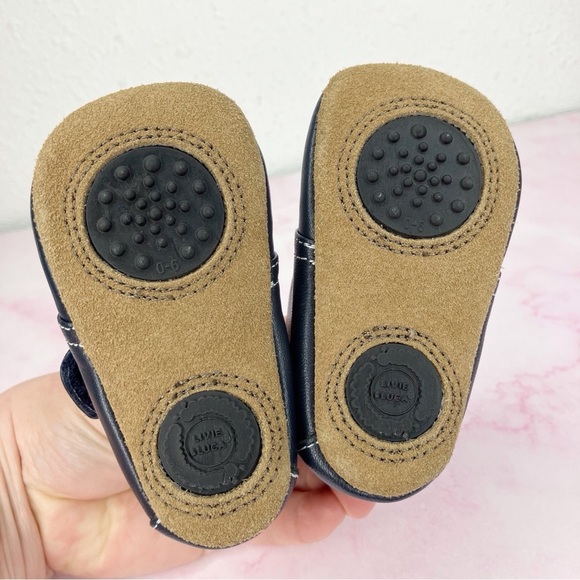 Livie and Luca baby shoes Benny blue leather crib soft split sole size 0-6 month - Picture 5 of 9